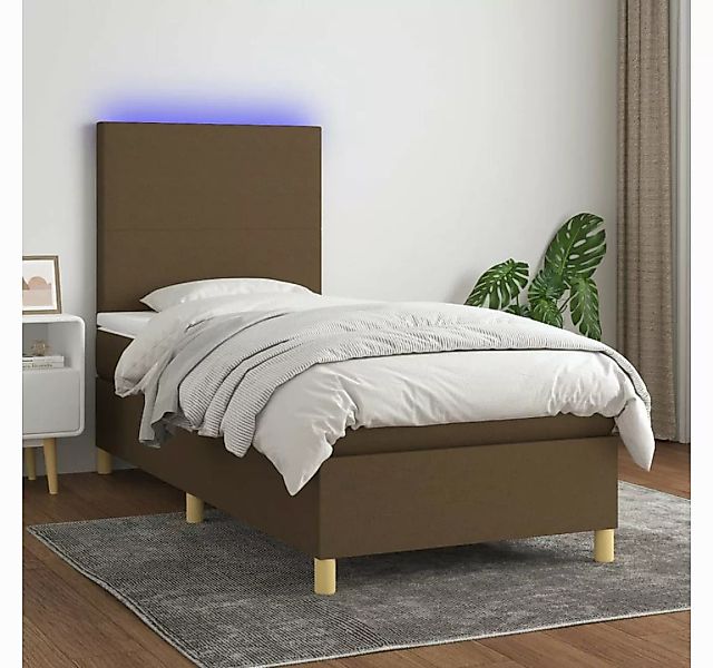 vidaXL Boxspringbett Boxspringbett mit Matratze LED Dunkelbraun 90x200 cm S günstig online kaufen