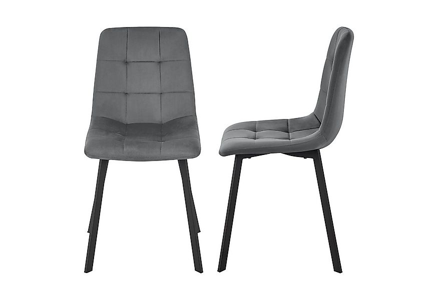 en.casa Esszimmerstuhl (Set), »Lexnitz« Polsterstuhl 2er Set Samtbezug Stah günstig online kaufen