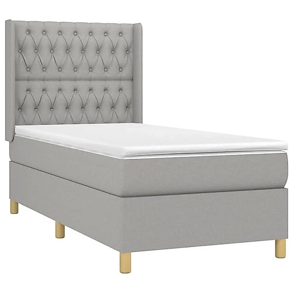 vidaXL Boxspringbett mit Matratze & LED Hellgrau 90x190 cm Stoff 3139077 günstig online kaufen