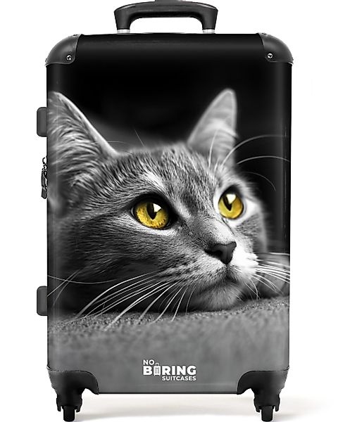 NoBoringSuitcases.com© Hartschalen-Trolley Schwarz-weiße Katze mit gelben günstig online kaufen