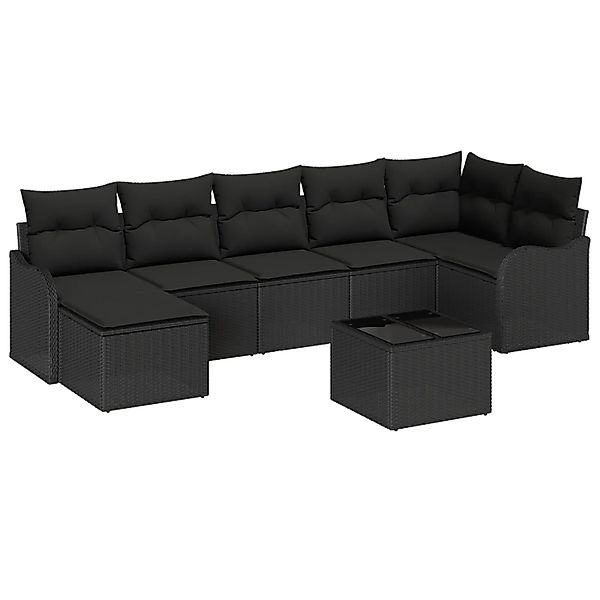 vidaXL Garten-Sofa-Set mit Kissen 8-Tlg Schwarz Poly Rattan 3354472 günstig online kaufen