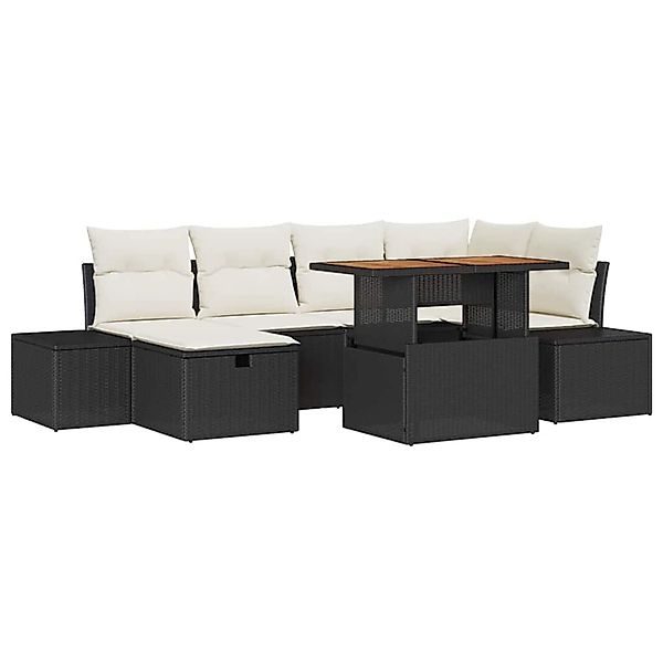 vidaXL Garten-Sofa-Set 7-Tlg Schwarz Poly Rattan 3361383 günstig online kaufen