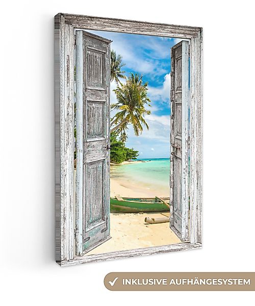 OneMillionCanvasses® Leinwandbild Kanu - Strand - günstig online kaufen