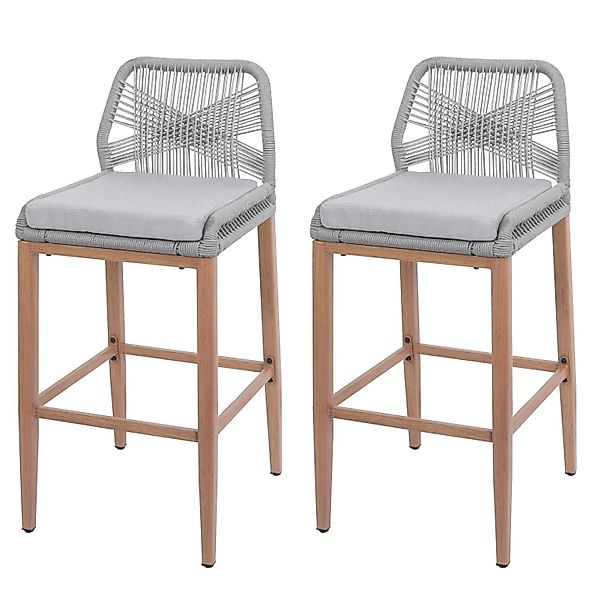 Proregal 2er-Set Rope-Barhocker HxBxT 101x45x50 cm Sitzhöhe 76cm Hellgrau K günstig online kaufen