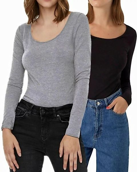 Vero Moda Langarmshirt stilvolle Longsleeves mit U-Neck Ausschnitt (2er-Pac günstig online kaufen