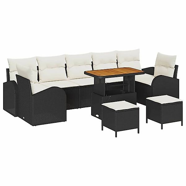 vidaXL Garten-Sofa-Set mit Kissen 10-Tlg Schwarz Poly Rattan 3362380 günstig online kaufen