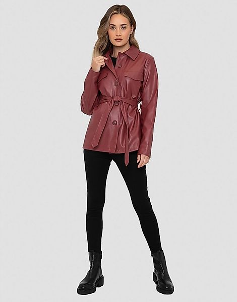 Threadbare Lederimitatjacke Brook (1-St) mit Bindeband günstig online kaufen