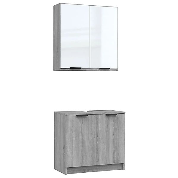 vidaXL Badezimmer-Set 2-tlg. Badmöbel-Set Grau Sonoma günstig online kaufen