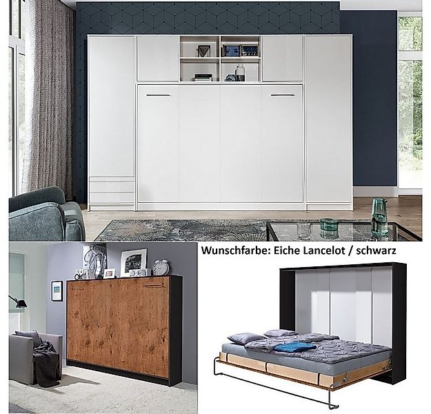 QMM TraumMöbel Schrankbett Wandbett HB 140x200 mit 2 Schränken & Aufsatz (M günstig online kaufen