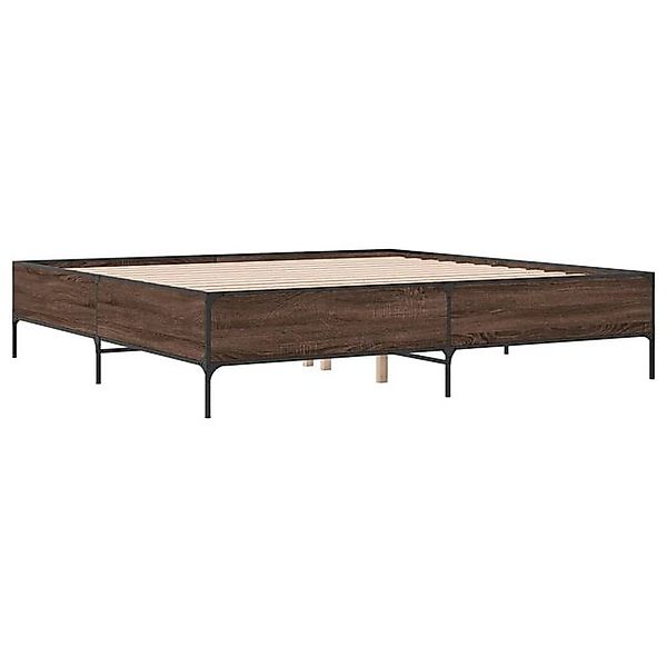 vidaXL Bett Bettgestell Braun Eichen-Optik 180x200 cm Holzwerkstoff Metall günstig online kaufen