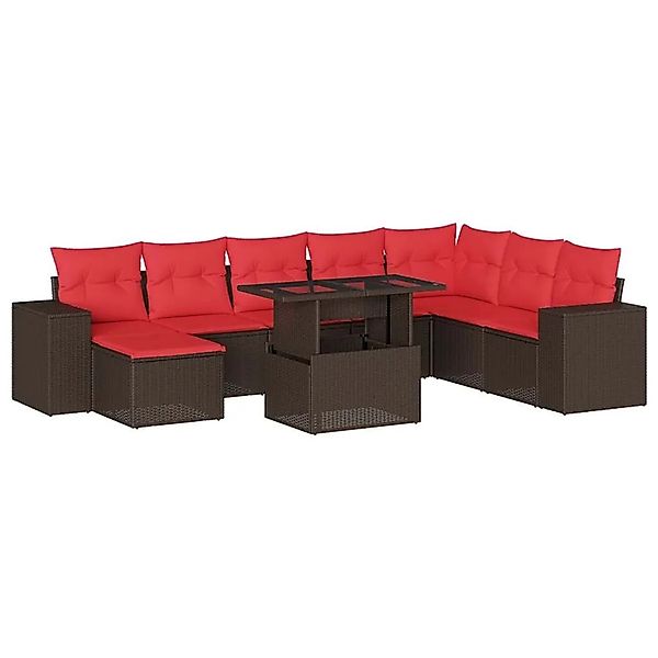 vidaXL 9-Tlg Gartensofa-Set mit Kissen Braun Polyrattan 3269364 günstig online kaufen