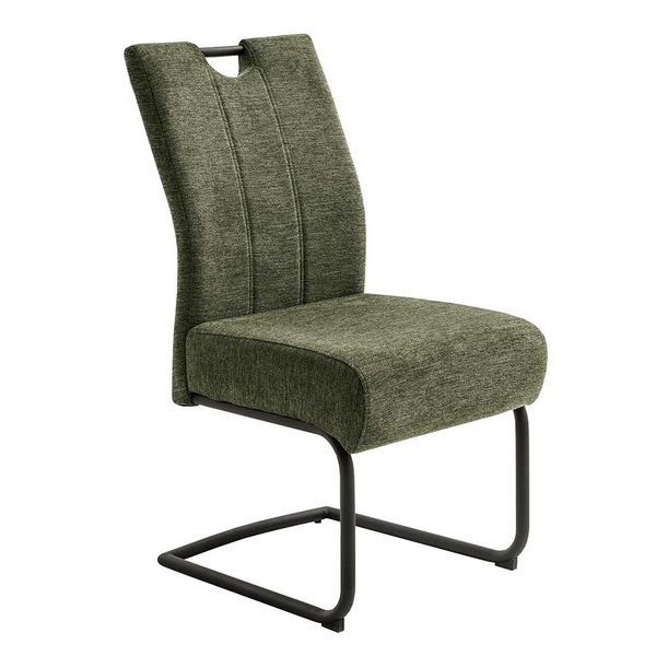 Freischwinger mit hoher Lehne Oliv Grün Chenillegewebe (2er Set) günstig online kaufen