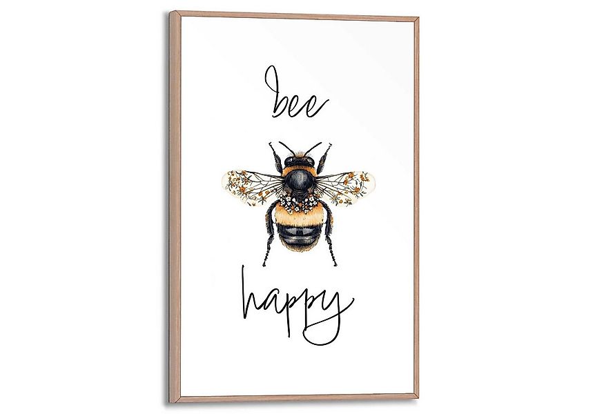 Reinders! Poster Bee Happy, Küche - Gelb - MDF - Tiere - 20x30 cm günstig online kaufen