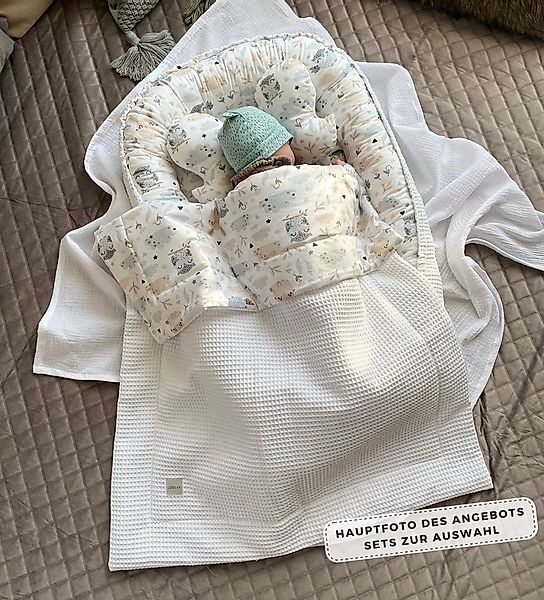 Loolay Bettnestchen Weiß WAFFELPIQUE/ HASE Beige Babynest Babyaustattung Ne günstig online kaufen