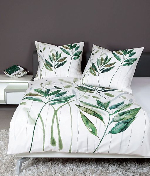 Janine Wendebettwäsche "modern art 42066" 2 Stk. mit Blättern günstig online kaufen