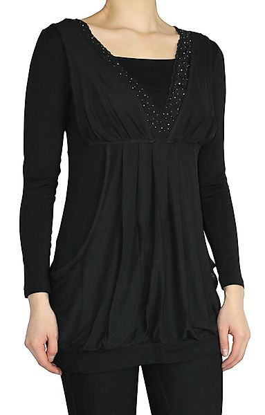 dy_mode Langarmbluse Damen Longshirt mit Kängurutasche günstig online kaufen