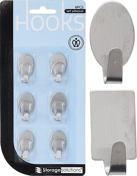 Koopman Handtuchhaken Wandhaken Selbstklebend 3 cm Rund / Eckig 6 er Set, ( günstig online kaufen
