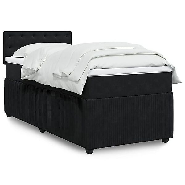 vidaXL Bettgestell Boxspringbett mit Matratze Schwarz 100x200 cm Samt Bett günstig online kaufen