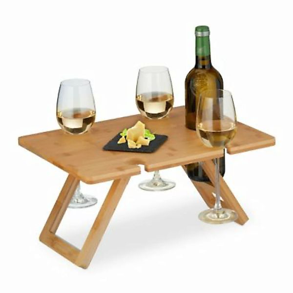 relaxdays Eckiger Picknick Weintisch aus Bambus natur günstig online kaufen