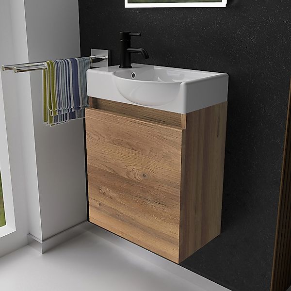 Alpenberger Badmöbel-Set Badschrank in Bamboo Optik günstig online kaufen