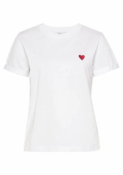 LASCANA T-Shirt, mit süßer Herz-Stickerei, Kurzarmshirt aus Baumwolle günstig online kaufen