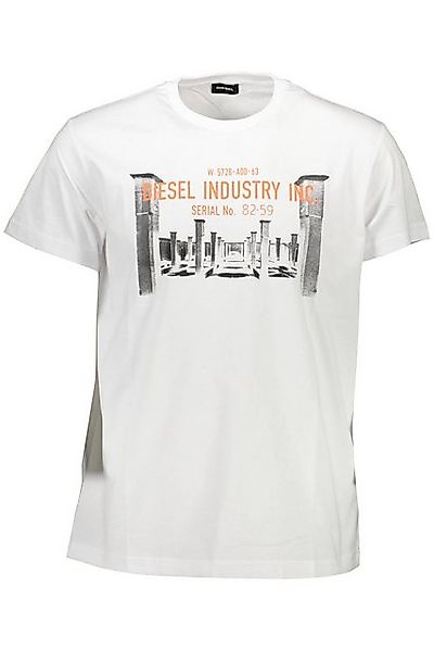 Diesel T-Shirt Herren Kurzarm T-Shirt Weiß Rundhals mit Print und günstig online kaufen