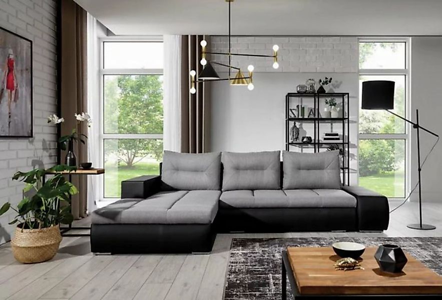 JVmoebel Ecksofa Stilvolles schwarz-graues Ecksofa modernes Design L-Form C günstig online kaufen