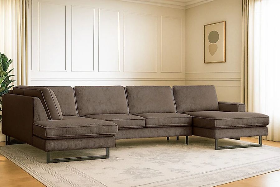 Home affaire Wohnlandschaft »Pinto, 350 cm, U-Form, XXL, mit Ottomanen« Cor günstig online kaufen