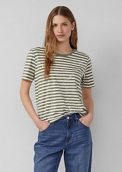 s.Oliver Kurzarmshirt T-Shirt Gestreiftes Baumwoll-T-Shirt mit Pailletten günstig online kaufen