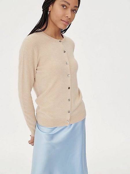 GOBI Cashmere Strickjacke Naturfarbe R-Ausschnitt Kaschmirstrickjacke günstig online kaufen