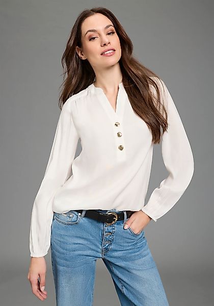 Bruno Banani Schlupfbluse hüftlange Form mit Zierknöpfen, figurumspielende günstig online kaufen