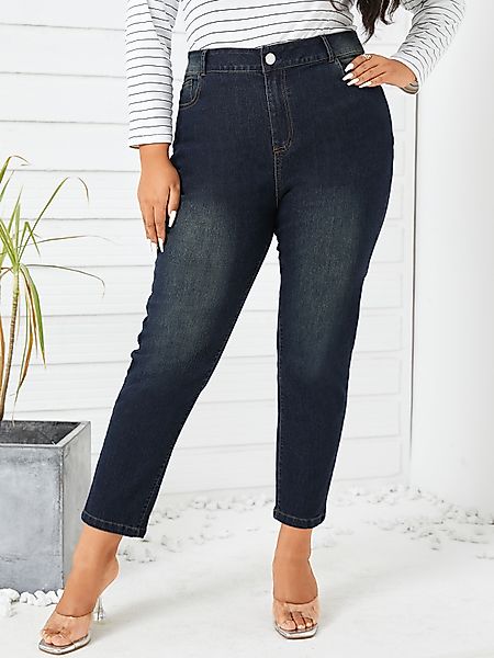Plus Size Navy Classic Jeans mit fünf Taschen günstig online kaufen