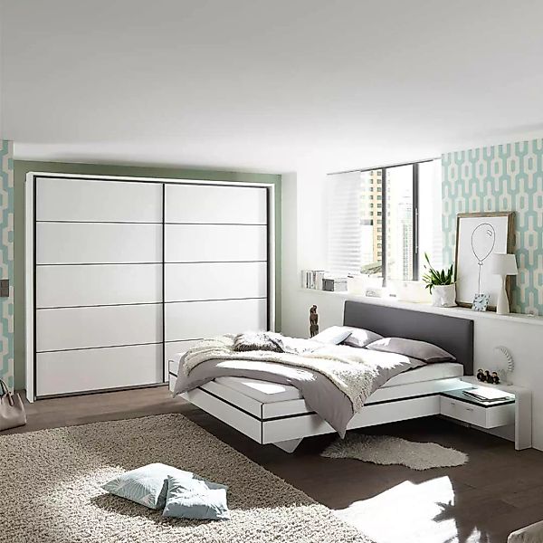 Design Schlafzimmer Set in Weiß Anthrazit (vierteilig) günstig online kaufen