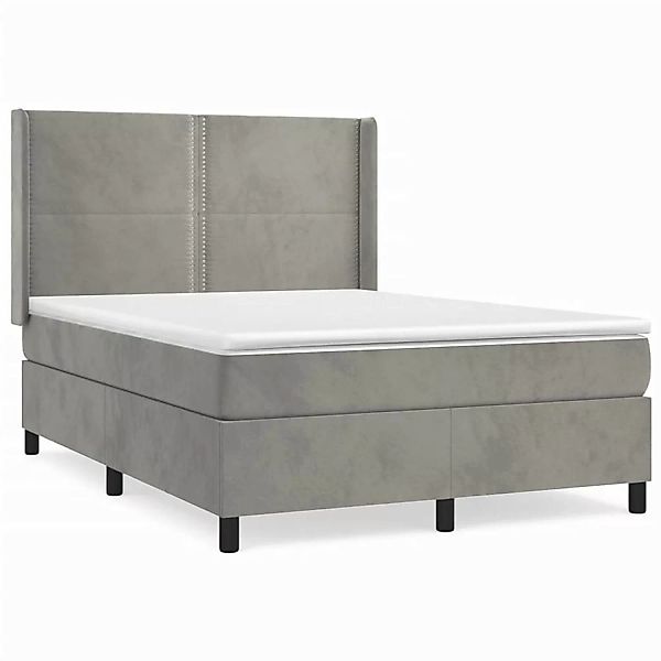 Vidaxl Boxspringbett Mit Matratze Hellgrau 140x200 Cm Samt günstig online kaufen
