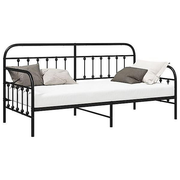 vidaXL Bett Tagesbettgestell Schwarz 90x200 cm Stahl (1-tlg) günstig online kaufen