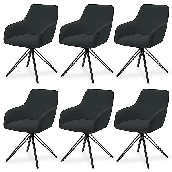 Juskys Esszimmerstuhl Clyde, 6er Set, Stoff günstig online kaufen