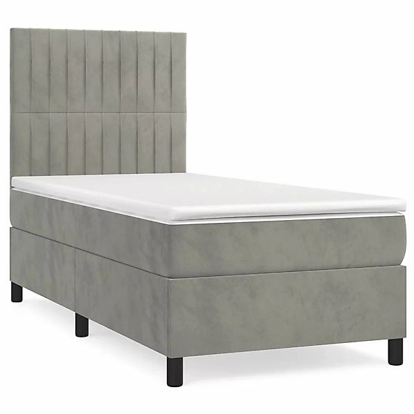 vidaXL Boxspringbett mit Matratze Hellgrau 90x200 cm Samt1350137 günstig online kaufen