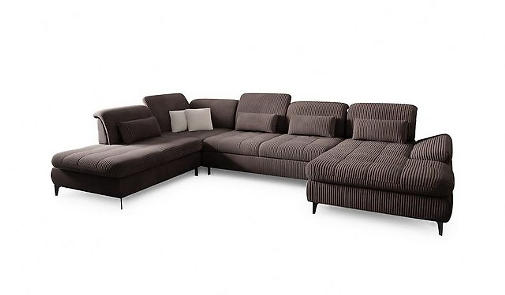 Hygger Möbelhaus Wohnlandschaft Nola U-Form XXL wahlweise mit Bettfunktion günstig online kaufen