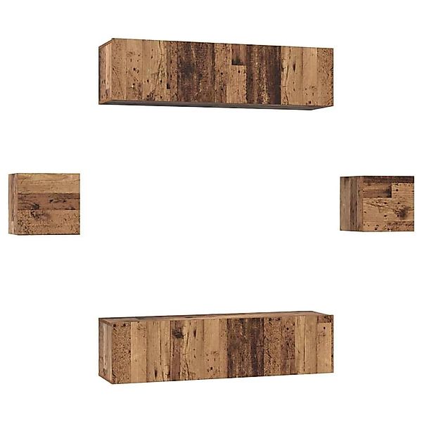 vidaXL TV-Schrank-Set Wandmontiert 6-Tlg Altholz Holzwerkstoff 3393399 günstig online kaufen