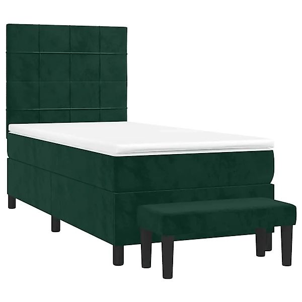 vidaXL Boxspringbett mit Matratze Dunkelgrün 90x190 cm Samt 3137818 günstig online kaufen