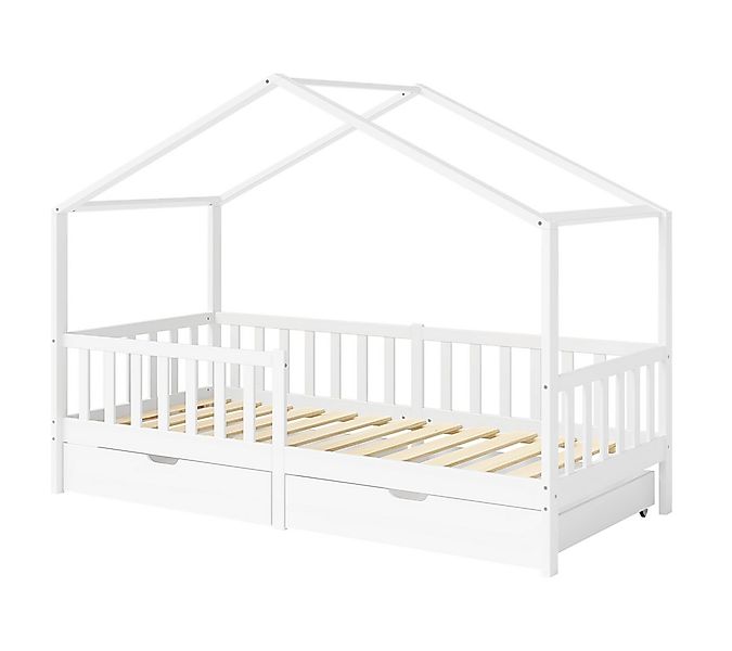 Bellabino Kinderbett Bia mit Rausfallschutz & Lattenrost (weiß, mit zwei Sc günstig online kaufen