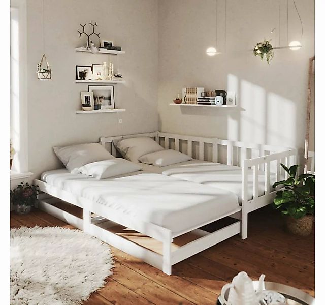 furnicato Bett Ausziehbares Tagesbett 2x(90x200) cm Weiß Massivholz Kiefer günstig online kaufen