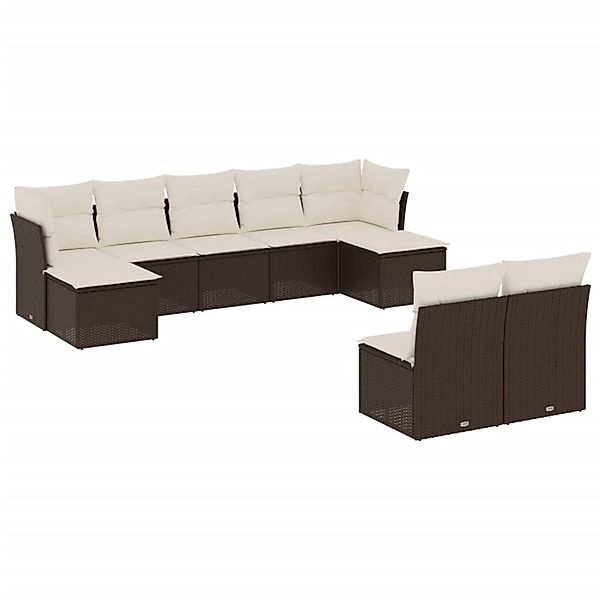 vidaXL 9-Tlg Garten-Sofagarnitur mit Kissen Braun Poly Rattan 3250112 günstig online kaufen