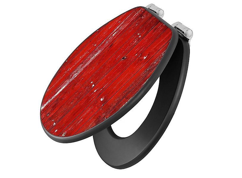 banjado WC-Sitz Anthrazit Motiv Rote Holzlatten (umweltfreundliches Materia günstig online kaufen