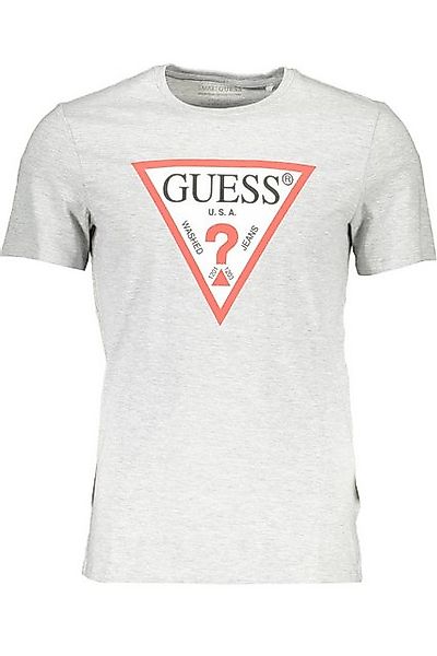 GUESS JEANS T-Shirt Graues Herren T-Shirt: Schmaler Schnitt, Rundhals & günstig online kaufen