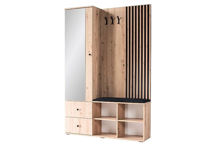 Beautysofa Garderobenschrank CAYA – modern, mit Sitzbank, Spiegel und Staur günstig online kaufen