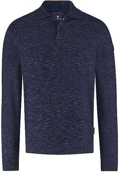 State Of Art Pullover mit Polokragen Melange Navy - Größe M günstig online kaufen