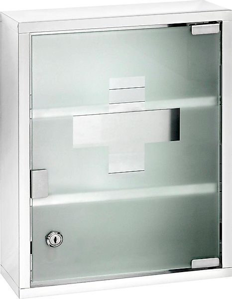WENKO Medizinschrank Edelstahl und satiniertes Sicherheitsglas, günstig online kaufen