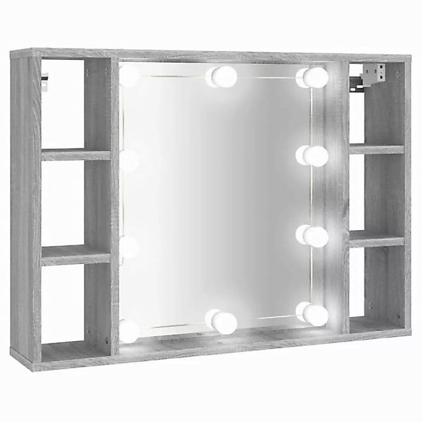 vidaXL Badezimmerspiegelschrank Spiegelschrank mit LED Grau Sonoma 76x15x55 günstig online kaufen