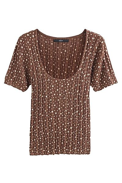 Next T-Shirt Geripptes Feinstrick-T-Shirt mit U-Ausschnitt (1-tlg) günstig online kaufen